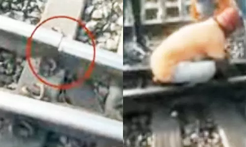 அரக்கோணம் அருகே தண்டவாளத்தில் திடீர் விரிசலால் ரெயில்கள் நிறுத்தம்- பயணிகள் அவதி