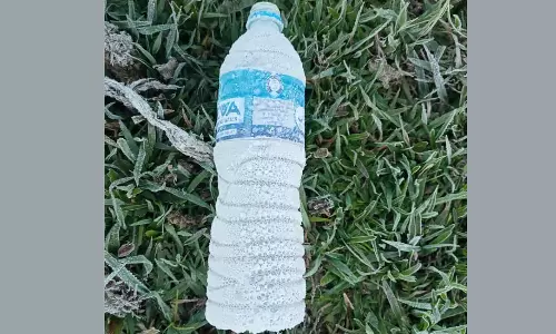 போடி அருகே கடும் உறைபனியால் ஐஸ்கட்டியாக மாறிய தண்ணீர்