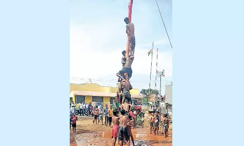 மாமன்-மச்சான் உறவு வலுப்பெற வழுக்கு மர போட்டி