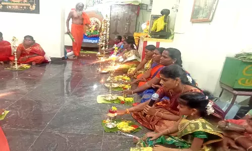 கோவில்பட்டி அருகே பூமாதேவி ஆலயத்தில் திருவிளக்கு பூஜை