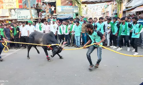 காவேரிப்பட்டணத்தில்  145-வது ஆண்டு எருது விடும் விழா