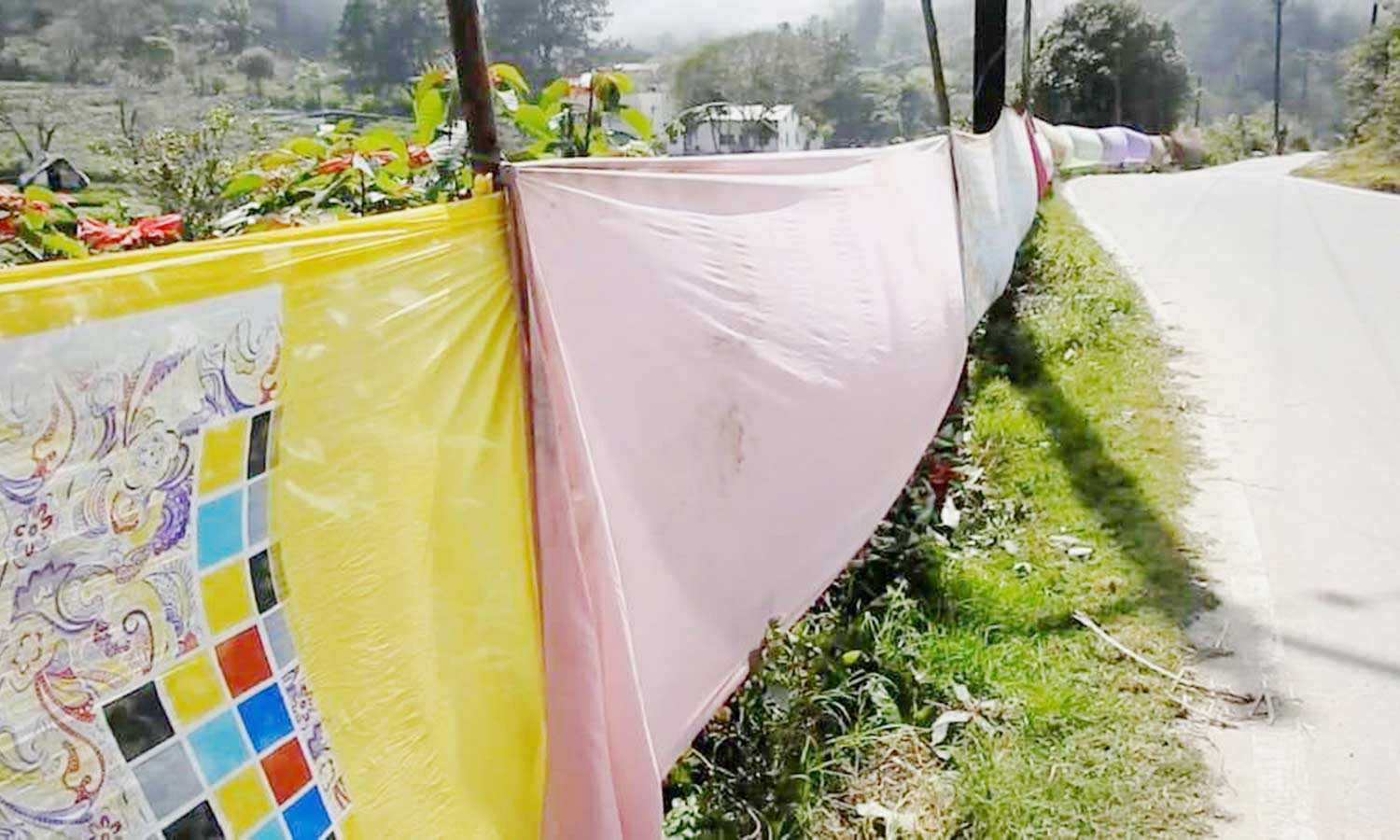 கொடைக்கானல் மலைப்பகுதியில் வன விலங்குகளிடம் இருந்து பயிர்களை பாதுகாக்க சேலை வேலி