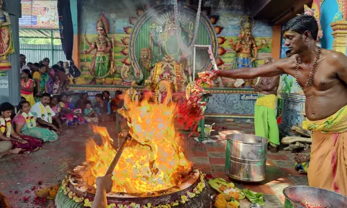 அரியலூர் அருகே தை அமாவாசையில் சாமுண்டீஸ்வரி  கோவிலில் மிளகாய் சண்டி யாகம்