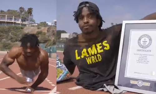 கைகளால் வேகமாக நடந்து கின்னஸ் சாதனை படைத்த மாற்றுத் திறனாளி- மெய்சிலிர்க்கும் வீடியோ