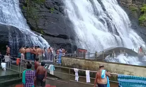 மணிமுத்தாறு அருவியில் குளிக்க தடை- குற்றாலத்தில் சுற்றுலா பயணிகளுக்கு அனுமதி