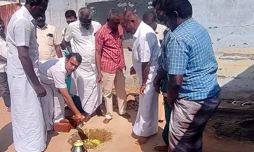 வாசுதேவநல்லூர் அருகே  நீர்த்தேக்க தொட்டி பணிக்கு பூமி பூஜை