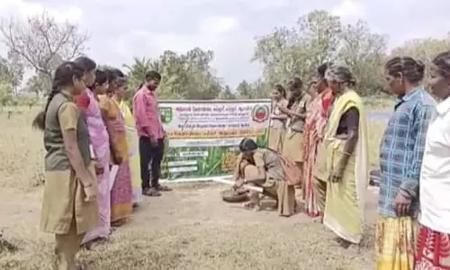 விவசாயிகளுக்கு மாணவிகள் செயல்முறை விளக்கம்