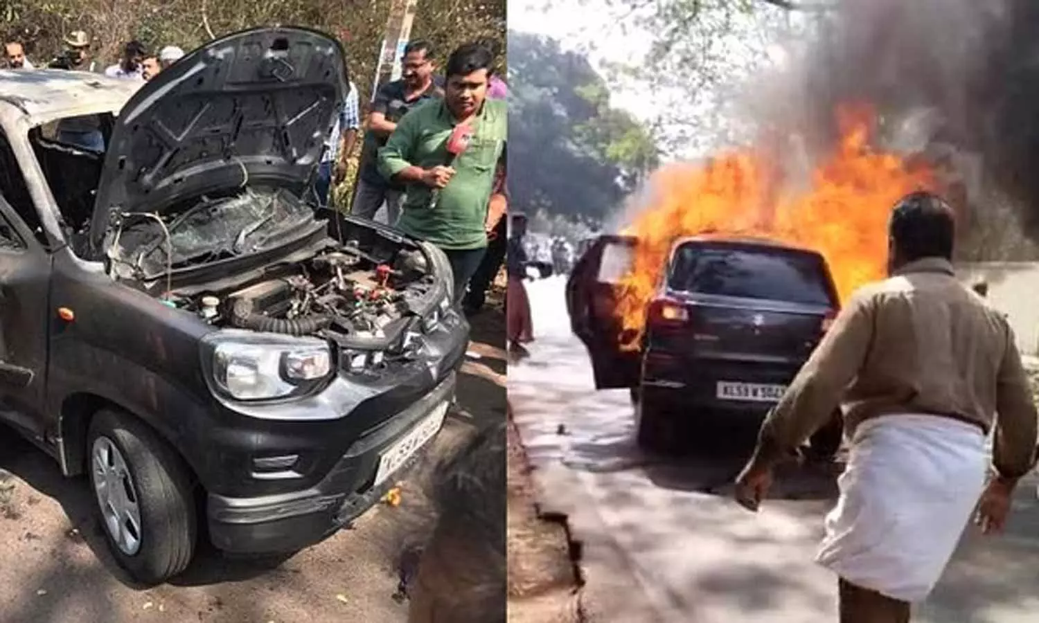 மருத்துவமனைக்கு அழைத்து சென்றபோது விபரீதம்: கார் திடீரென தீப்பிடித்ததில் கர்ப்பிணி பெண்- கணவர் பலி மருத்துவமனைக்கு அழைத்து சென்றபோது விபரீதம்: கார் திடீரென தீப்பிடித்ததில் கர்ப்பிணி பெண்- கணவர் பலி