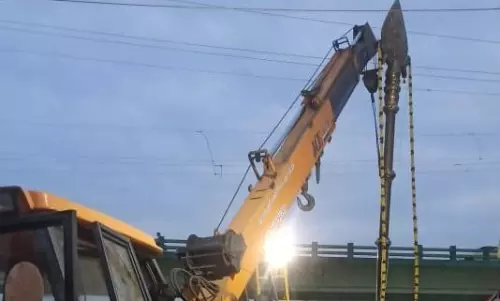 பழனி சண்முக நதியில் வைக்கப்பட்ட 24 அடி உயர வேல் அகற்றப்பட்டதால் பரபரப்பு