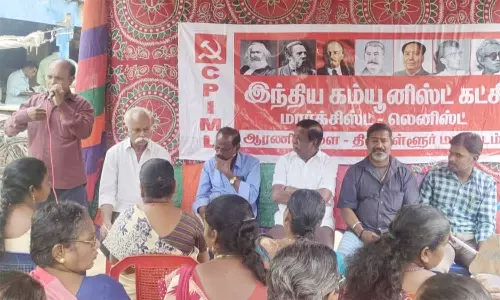 ஆரணி பேரூராட்சி நிர்வாகத்தை கண்டித்து மார்க்சிஸ்ட் லெனினிஸ்ட் ஆர்ப்பாட்டம்
