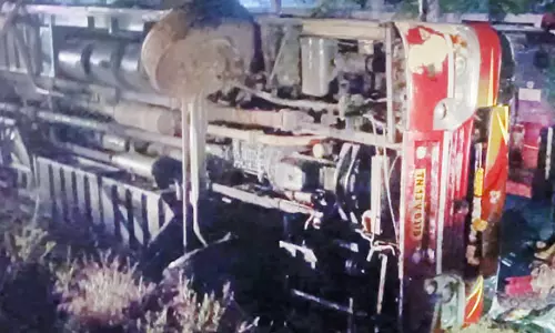 ஆம்னி பஸ் தலைகுப்புற பள்ளத்தில் கவிழ்ந்து விபத்து- 36 பயணிகள் உயிர் தப்பினர்