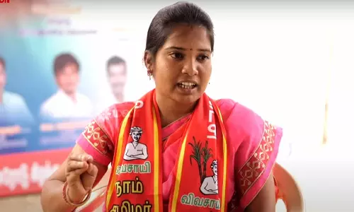 கடலுக்கு நடுவில் பேனா சின்னம் வைப்பதால் மக்களுக்கு என்ன பயன்?- நாம் தமிழர் கட்சி வேட்பாளர் கேள்வி