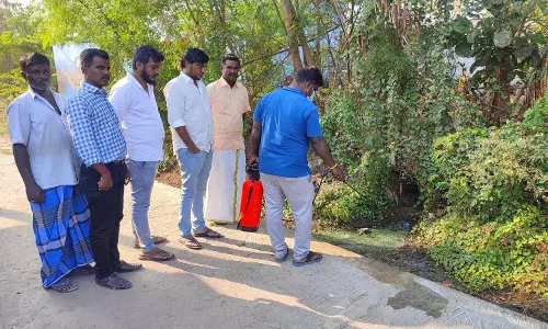 காவேரிப்பாக்கம் அருகே கொசு மருந்து தெளிப்பு