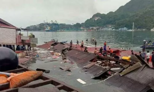 இந்தோனேசியாவில் நிலநடுக்கம்- ஓட்டல் இடிந்து விழுந்து 4 பேர் பலி