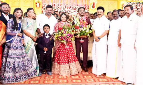 ஜி.கே. மணி எம்.எல்.ஏ. இல்ல திருமண விழா: முதல்-அமைச்சர் மு.க.ஸ்டாலின் நேரில் வாழ்த்து