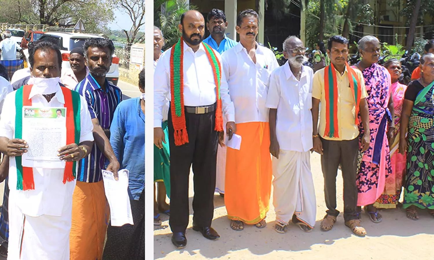 அடிப்படை வசதிகள் கேட்டு கலெக்டர் அலுவலகத்திற்கு வாயில் வெள்ளை துணி கட்டி வந்த கிராமமக்கள் அடிப்படை வசதிகள் கேட்டு கலெக்டர் அலுவலகத்திற்கு வாயில் வெள்ளை துணி கட்டி வந்த கிராமமக்கள்