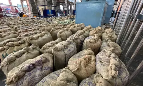 பழனி முருகன் கோவிலுக்கு நவதானியங்கள் காணிக்கையாக கொடுத்த பக்தர்கள்