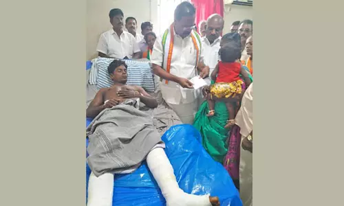 களக்காடு அருகே பனை மரத்தில் இருந்து தவறி விழுந்து தொழிலாளி படுகாயம்- ரூபி மனோகரன் எம்.எல்.ஏ. நிதியுதவி