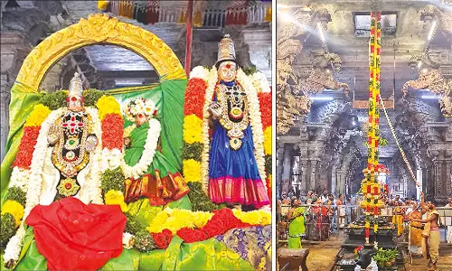 திருவானைக்காவல் ஜம்புகேஸ்வரர் -அகிலாண்டேஸ்வரி கோவிலில் பங்குனி பிரம்மோற்சவம் கொடியேற்றத்துடன் தொடங்கியது