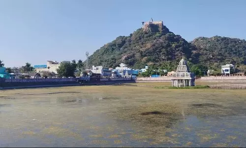 திருக்கழுக்குன்றம் சங்கு தீர்த்த குளத்தில் பாசிகள் படர்ந்ததால் சங்கு மேலே வருமா? பக்தர்கள் கேள்வி