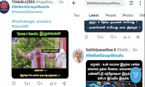18½ லட்சம் பேர் எழுதிய குரூப்-4 தேர்வு முடிவை வெளியிடக்கோரி டுவிட்டரில் ஹேஷ்டேக்