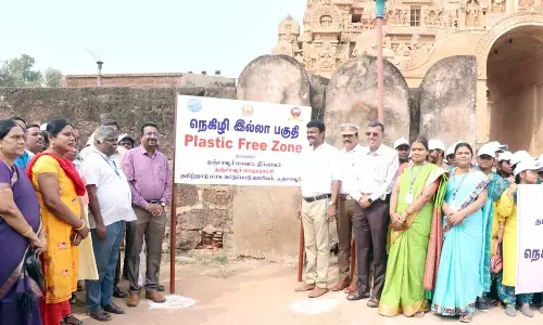 தஞ்சை பெரிய கோவிலில் மஞ்சப்பை வழங்கும் தானியங்கி எந்திரம் அமைக்க நடவடிக்கை- கலெக்டர் பேட்டி