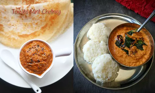 சூடான இட்லிக்கு சூப்பரான புதினா தக்காளி சட்னி