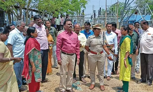 கோவிலூர் மயானம் ஆக்கிரமிப்பு:கோர்ட்டு உத்தரவுபடி மாவட்ட கலெக்டர் நேரடி ஆய்வு