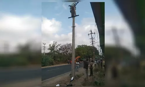 மாலைமலர் செய்தி எதிரொலி பல்லடத்தில்  பழுதடைந்த மின்கம்பம்  மாற்றம்