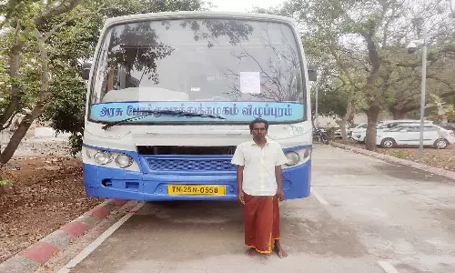 நஷ்ட ஈடு வழங்காததால் அரசு பஸ் ஜப்தி