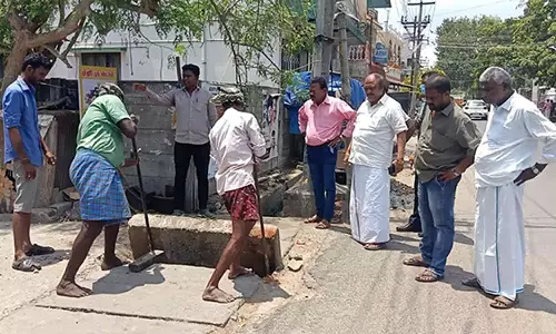 கழிவுநீர் வாய்க்கால் தூர்வாரும் பணி-கென்னடி எம்.எல்.ஏ. ஆய்வு