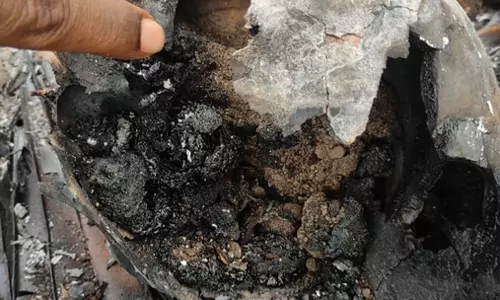 பண்ருட்டி அருகே வீட்டு வாசல்களின் முன்பாக மை தடவிய மண்டை ஓடு, எலும்பு துண்டுகள்