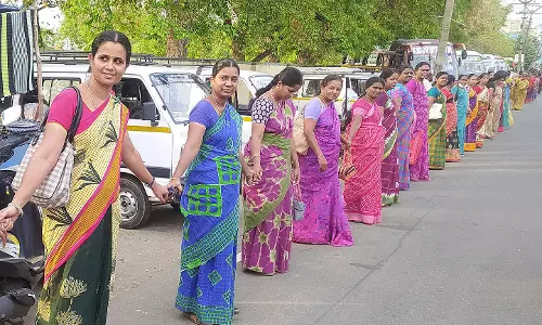 ஜாக்டோ ஜியோ அமைப்பினர் மனித சங்கிலி போராட்டம்