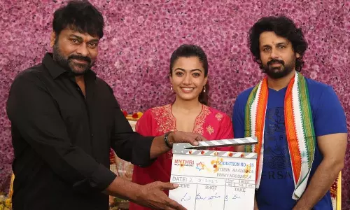 நிதின் -ராஷ்மிகா படத்தை கிளாப் அடித்து துவங்கி வைத்த சிரஞ்சீவி