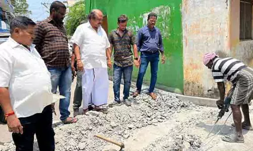 வாய்க்கால் அமைக்கும் பணி-கென்னடி எம்.எல்.ஏ. ஆய்வு