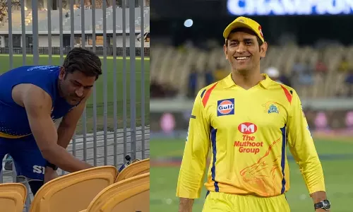 சேப்பாக்கத்தில் ரசிகர்களின் இருக்கைகளுக்கு பெயிண்ட் அடித்த டோனி- வைரலாகும் வீடியோ