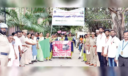 சங்ககிரியில் ஹெல்மட் விழிப்புணர்வு பேரணி