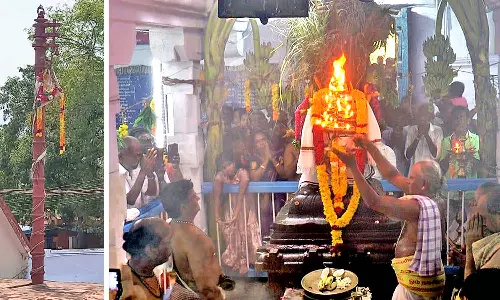 பிரசித்தி பெற்ற சித்தூர் தென்கரை சாஸ்தா கோவிலில் பங்குனி உத்திர திருவிழா கொடியேற்றம்