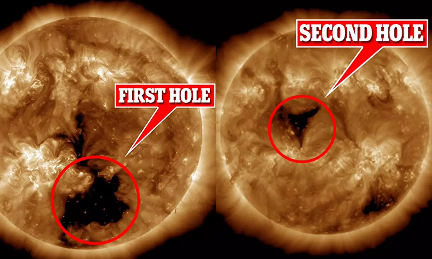 சூரியனில் பூமியை விட 20 மடங்கு பெரிய அளவில் ஓட்டை- புவி காந்த புயல்கள் ஏற்படக்கூடும் என எச்சரிக்கை சூரியனில் பூமியை விட 20 மடங்கு பெரிய அளவில் ஓட்டை- புவி காந்த புயல்கள் ஏற்படக்கூடும் என எச்சரிக்கை