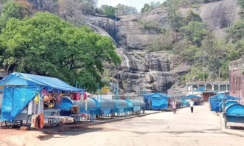 தென்காசி மாவட்டத்தில் பாறையாக காட்சியளிக்கும் குற்றால அருவிகள்