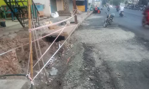 புதியதாக கட்டப்பட்டு வரும் கழிவு நீர் வடிகால் பாதியில் நிறுத்தம்