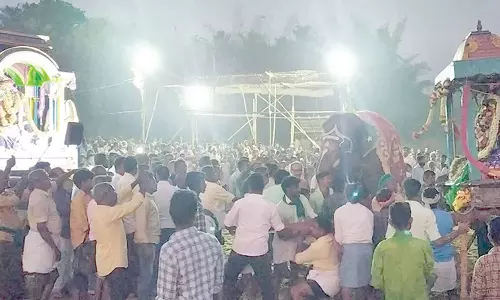 அரசலாற்றங்கரையில் யானை விரட்டும் நிகழ்ச்சி