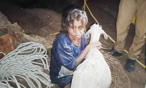 ஆட்டுக்குட்டியை மீட்பதற்காக கிணற்றில் குதித்து உயிருக்கு போராடிய இளம்பெண்