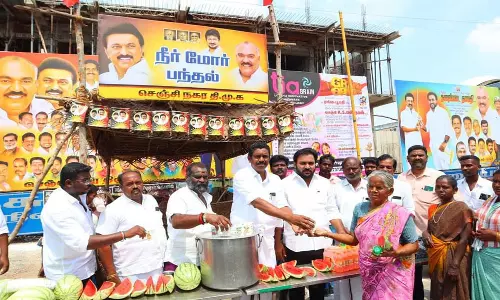 செஞ்சி பேரூராட்சியில் தி.மு.க. சார்பில் 7 இடங்களில் நீர் மோர் பந்தல்