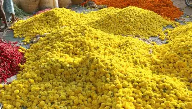 தமிழ் புத்தாண்டையொட்டி பரமத்தியில் பூக்கள் விலை உயர்வு