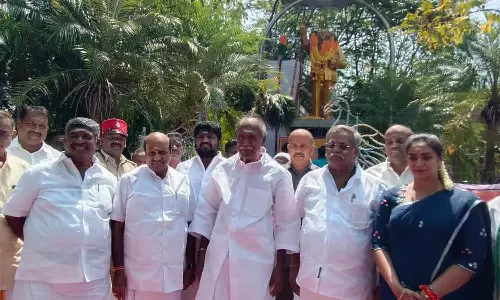 அம்பேத்கர் சிலைக்கு முதல்-அமைச்சர் ரங்கசாமி, தலைவர்கள் மாலை அணிவிப்பு