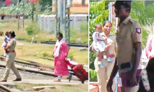 மூச்சு வாங்க நடந்து சென்ற கர்ப்பிணிக்கு ஓடி சென்று உதவிய பெண் போலீஸ் சப்-இன்ஸ்பெக்டர்