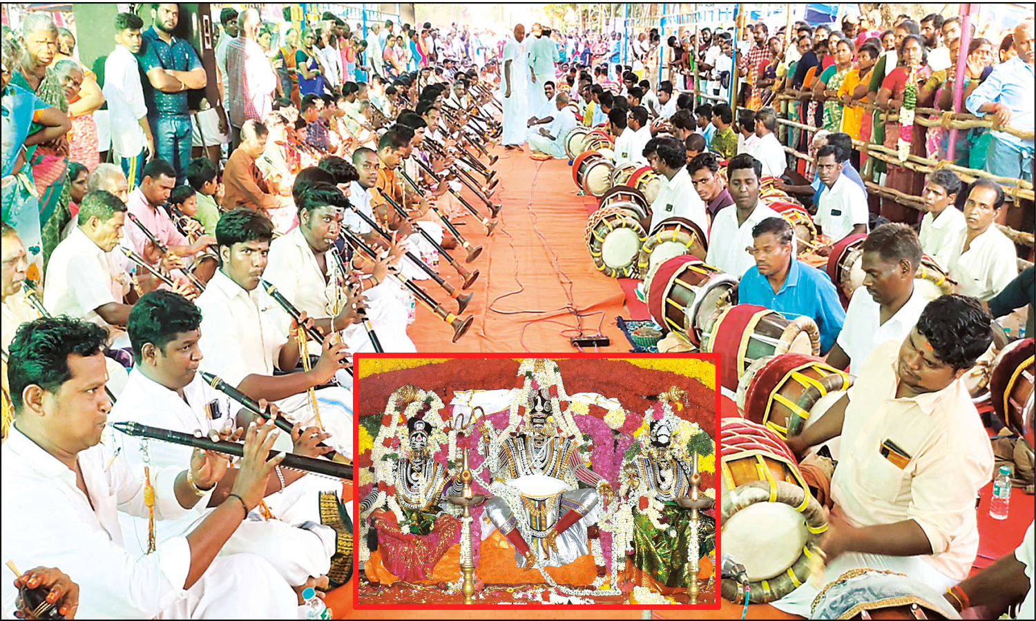 108 நாதஸ்வர, தவில் வாத்தியங்களுடன் அழகுமுத்து அய்யனாருக்கு திருக்கல்யாணம்