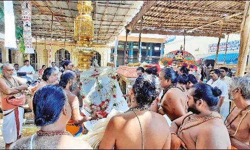 சந்திரசேகர திருவிழாவையொட்டி திருக்கடையூர் அமிர்தகடேஸ்வரர் கோவிலில் கொடியேற்றம்