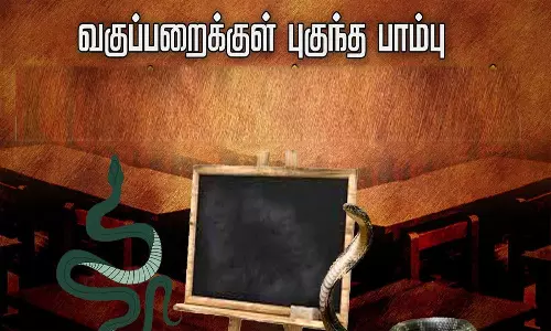பள்ளி வகுப்பறைக்குள் புகுந்த பாம்பு